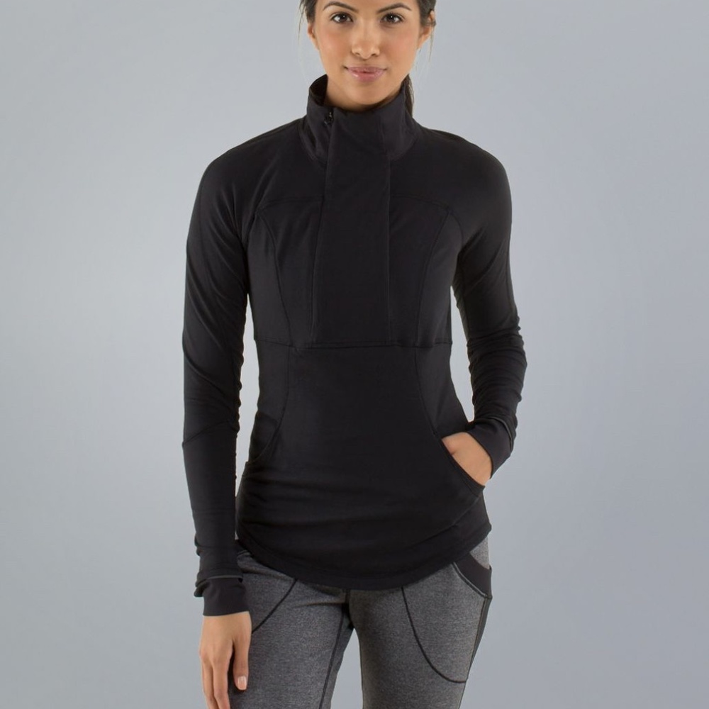 Lululemon Base Runner 1/2 Half Zip Pullover Black Size 4 OG Rulu Like New VEUC